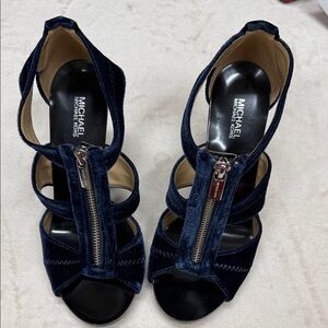 Michael Kors Dark Blue Velvet Heels